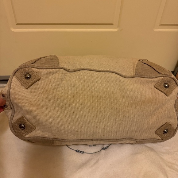 Authentic Vintage PRADA Natural Canvas Crystal Mistolino Frame Bag - Picture 9 of 14